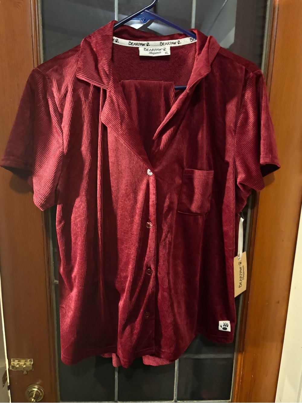 BearPaw Women's Short-Sleeve Pajama Top - Burgundy